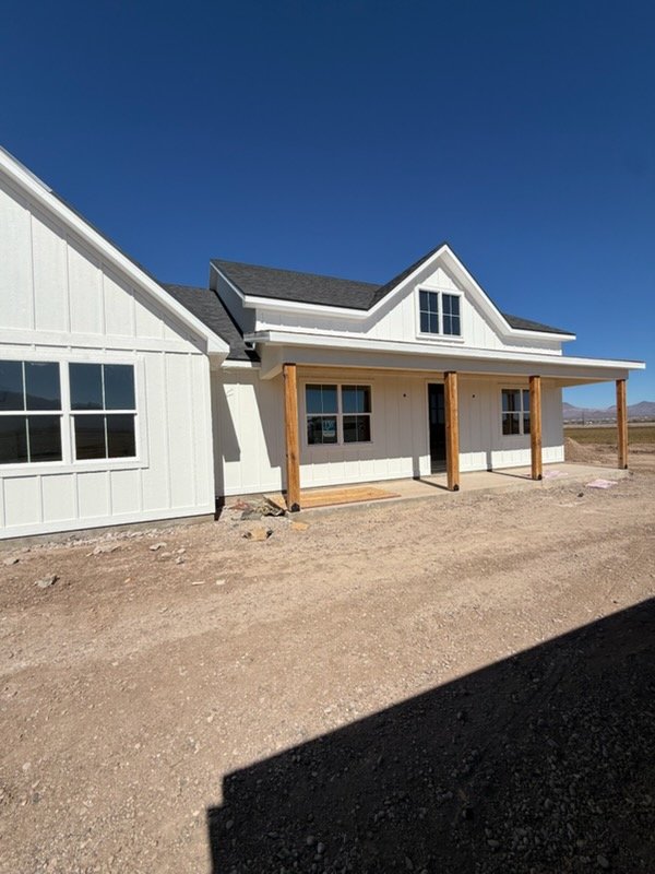 Modern farmhouse angled view